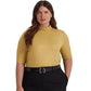 Ralph Lauren Women's Metallic Stretch Jersey Turtleneck Yellow Size 1X