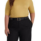 Ralph Lauren Women's Metallic Stretch Jersey Turtleneck Yellow Size 1X