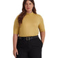Ralph Lauren Women's Metallic Stretch Jersey Turtleneck Yellow Size 2X
