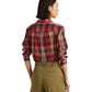 Ralph Lauren Women's Plaid Crinkle Cotton Shirt Red Size Large