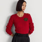 Ralph Lauren Women's Button Trim Cable Knit Sweater Red