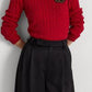 Ralph Lauren Women's Button Trim Cable Knit Sweater Red