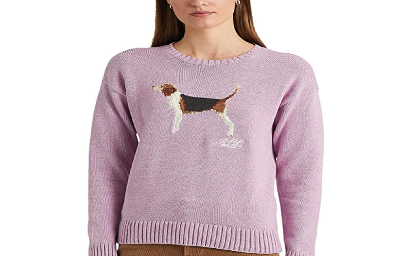 Ralph Lauren Women's Intarsia Knit Cotton Sweater Purple