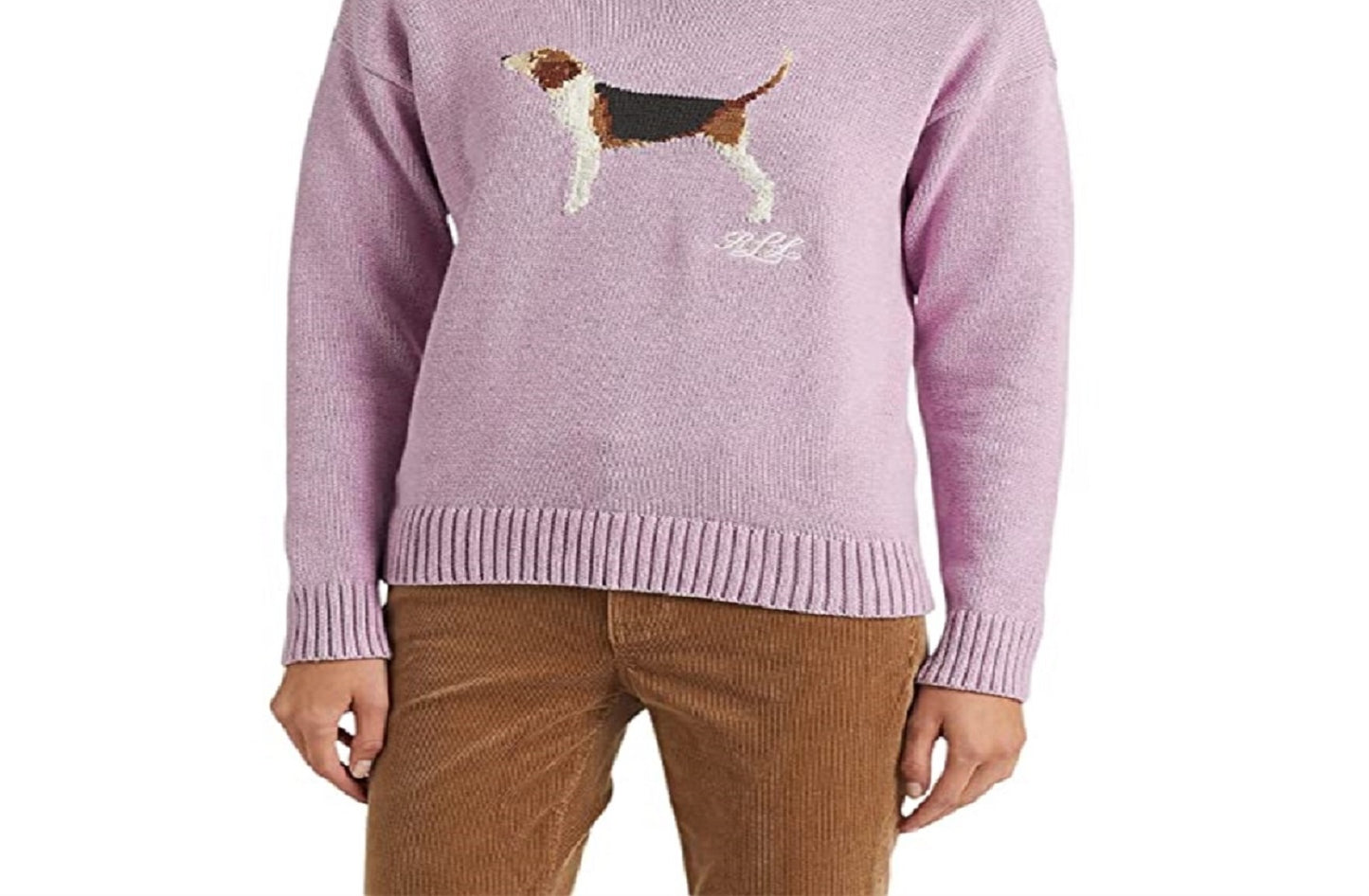Ralph Lauren Women's Intarsia Knit Cotton Sweater Purple