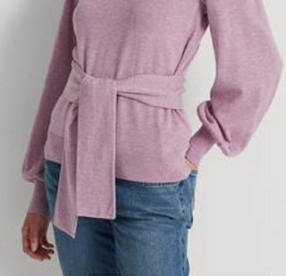 Ralph Lauren Women's Belted Cotton Blend Sweater Purple Size Medium