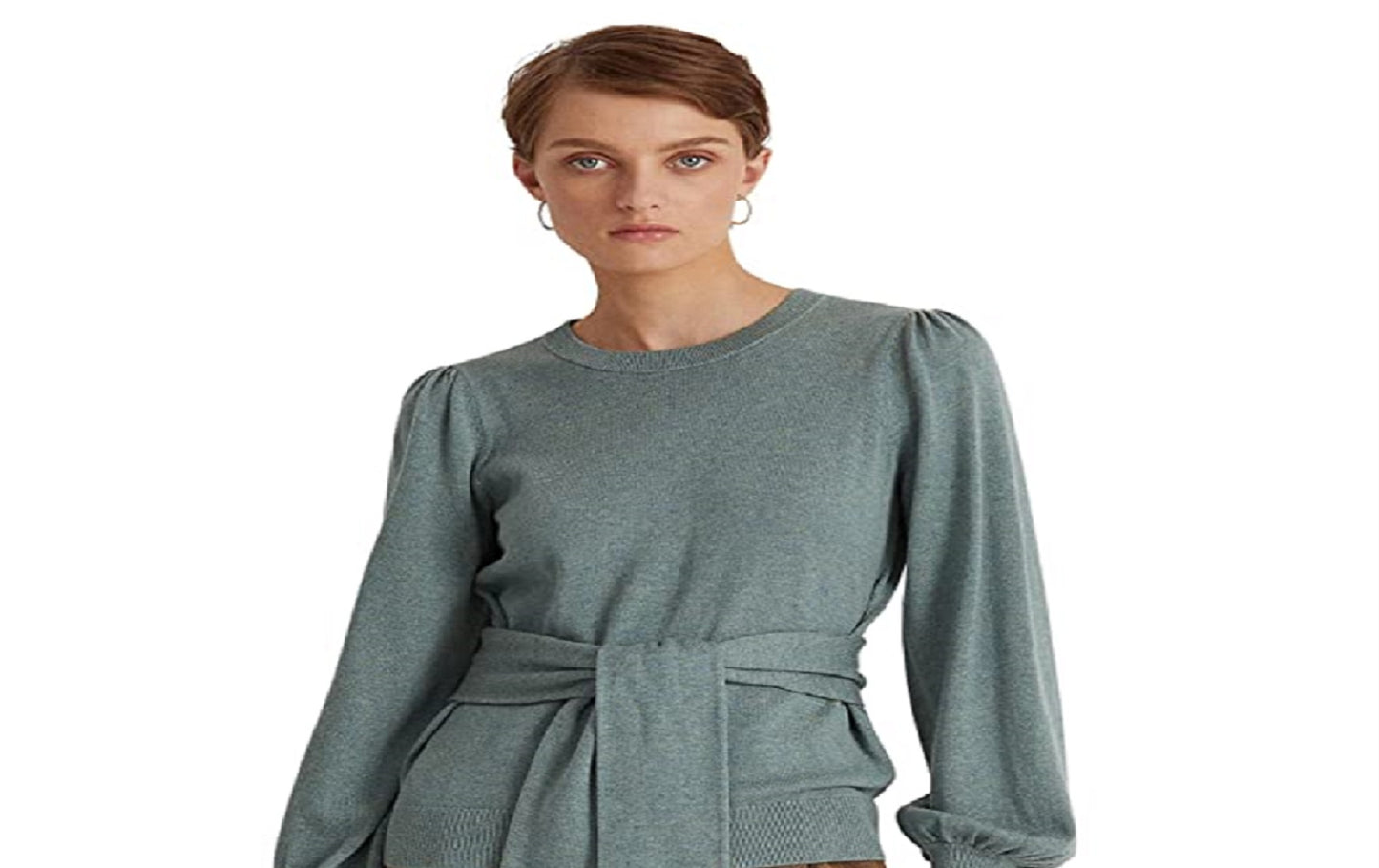 Ralph Lauren Women's Belted Cotton Blend Sweater Green Size X-Large