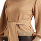 Ralph Lauren Women's Belted Cotton Blend Sweater Brown Size Large