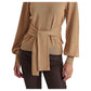 Ralph Lauren Women's Belted Cotton Blend Sweater Brown Size Small