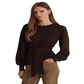 Ralph Lauren Women's Belted Cotton Blend Sweater Brown Size X-Large