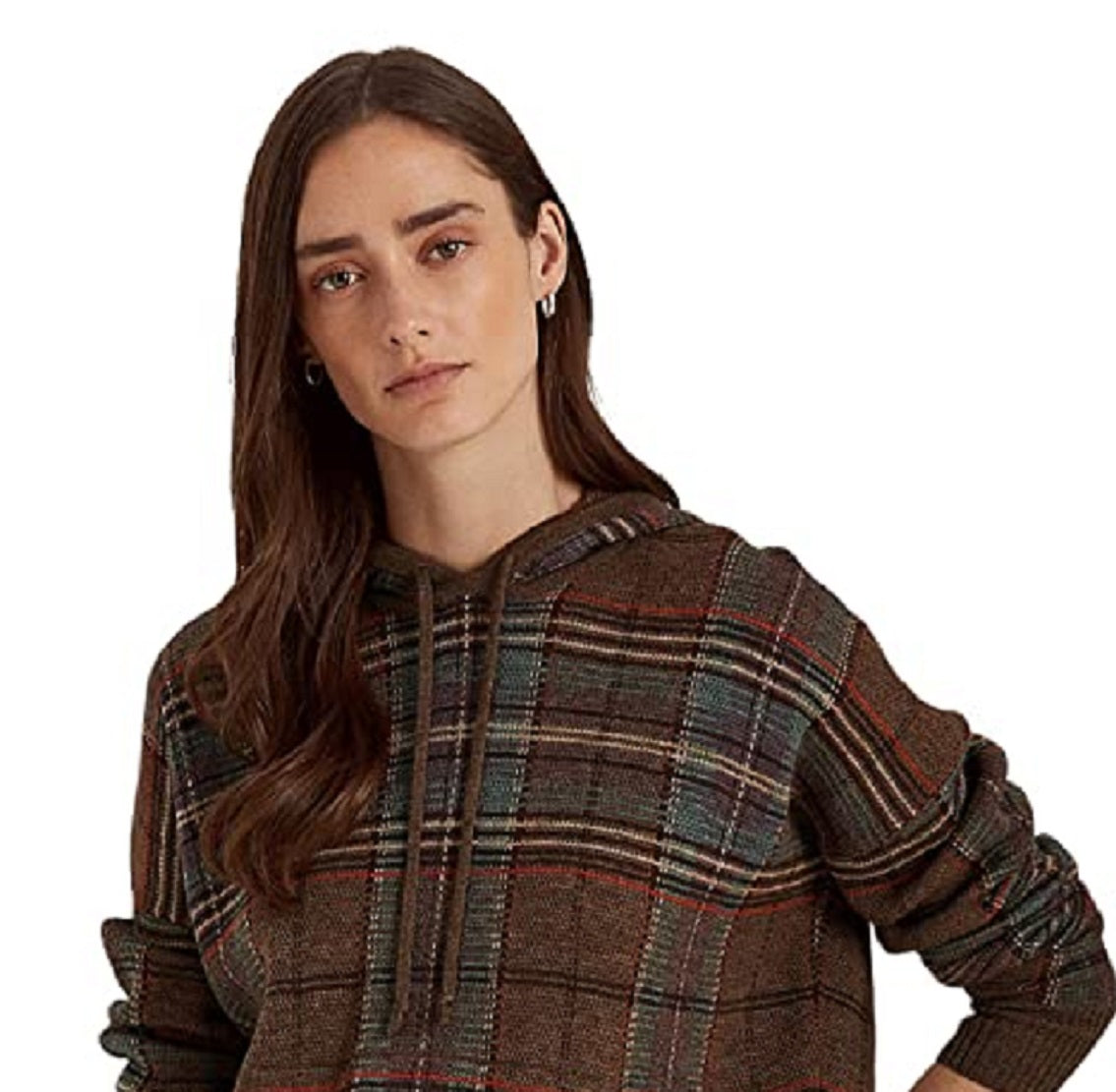 Ralph Lauren Women's Plaid Merino Wool Hoodie Sweater Assorted Size Small