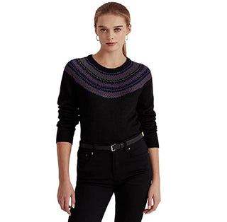 Ralph Lauren Women's Fair Isle Cotton Blend Sweater Black Size Small