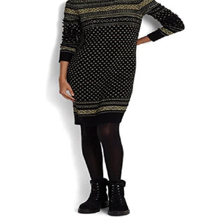 Ralph Lauren Women's Fair Isle Turtleneck Sweaterdress Black Size X-Large