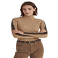 Ralph Lauren Women's Faux Leather Trim Turtleneck Sweater Brown Size Large