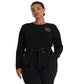 Ralph Lauren Women's Button Trim Cable Knit Sweater Black Size 3X