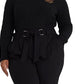 Ralph Lauren Women's Button Trim Cable Knit Sweater Black Size 3X