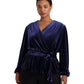 Ralph Lauren Women's Belted Velvet Peplum Surplice Top Blue Size 2X