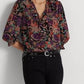Ralph Lauren Women's Floral Crepe Blouse Black Size X-Large