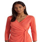 Ralph Lauren Women's Stretch Jersey Surplice Top Orange Size Medium