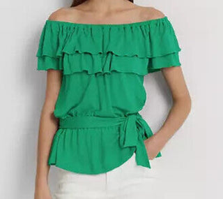 Ralph Lauren Women's Jersey Off The Shoulder Top Green