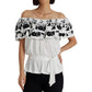 Ralph Lauren Women's Embroidered Jersey Off The Shoulder Top White