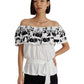 Ralph Lauren Women's Embroidered Jersey Off The Shoulder Top White
