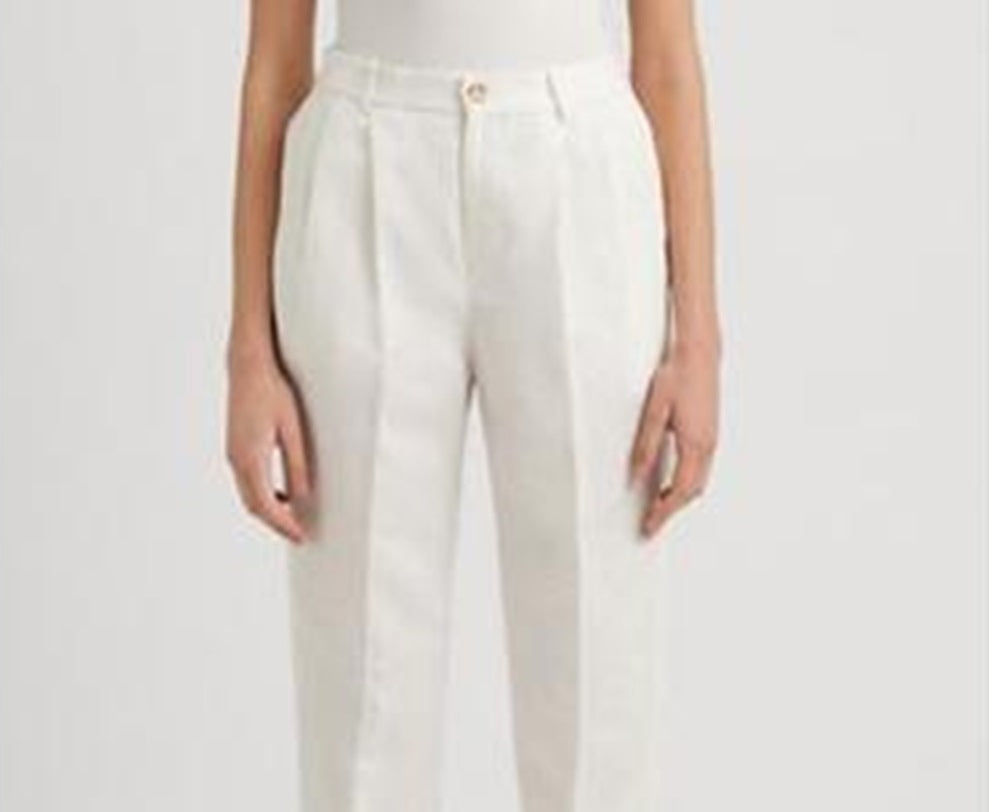 Ralph Lauren Women's Linen Blend Twill Ankle Pants White