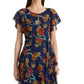 Ralph Lauren Women's Floral Ruffle Trim Georgette Dress Blue