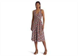 Lauren Ralph Lauren Women's Madras Plaid Cotton Midi Dress Size 16