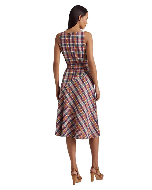 ralph-lauren-womens-belted-cotton-madras-sleeveless-dress-red