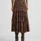 Ralph Lauren Women's Floral Crinkle Georgette Tiered Skirt Red Size 8