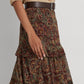 Ralph Lauren Women's Floral Crinkle Georgette Tiered Skirt Red Size 8