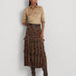 Ralph Lauren Women's Floral Crinkle Georgette Tiered Skirt Red Size 8