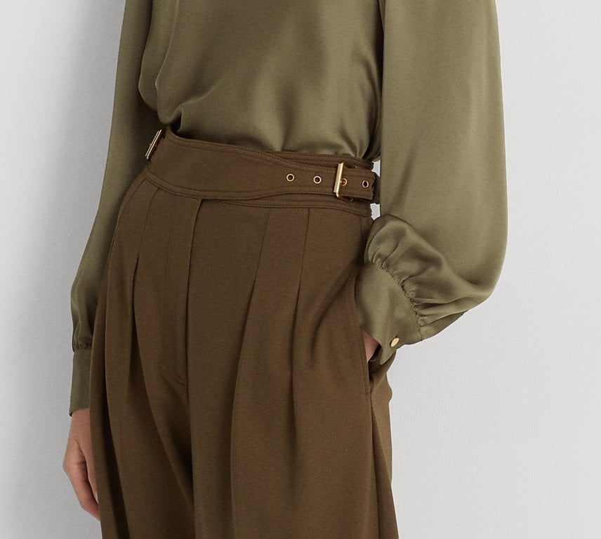 Ralph Lauren Women's Satin One Shoulder Blouse Green Size Small