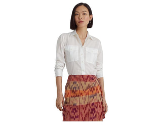 Ralph Lauren Women's Cotton Voile Shirt White Size X-Large