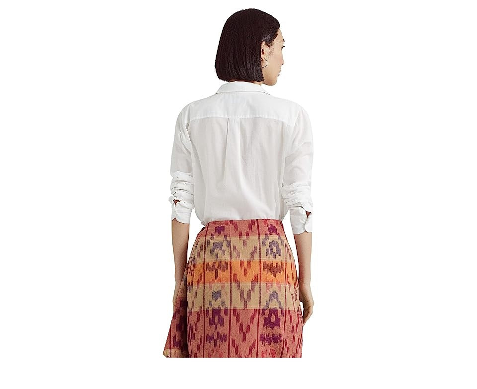 Ralph Lauren Women's Cotton Voile Shirt White Size X-Large