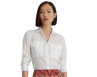 Ralph Lauren Women's Cotton Voile Shirt White Size X-Large