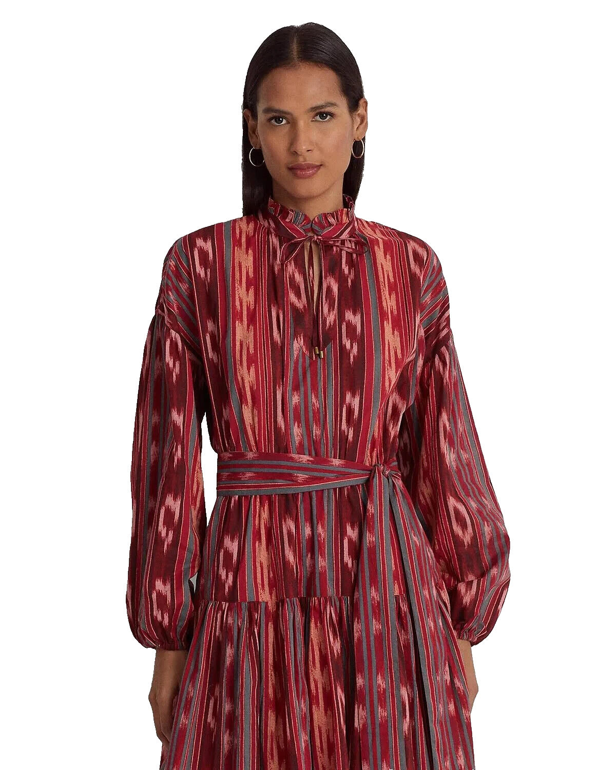 ralph-lauren-womens-geo-stripe-belted-cotton-voile-dress-red