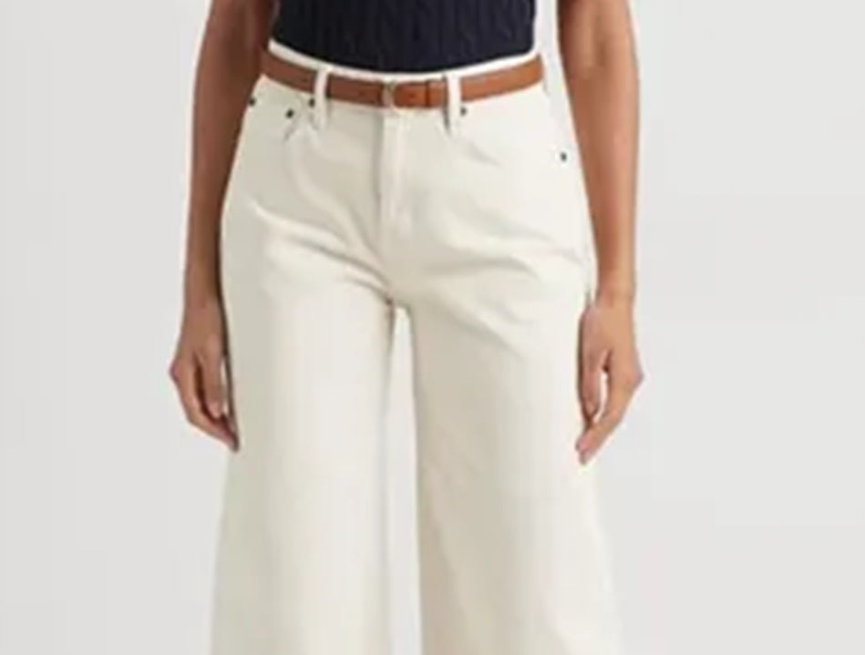 Ralph Lauren Women's High Rise Wide Leg Jeans White