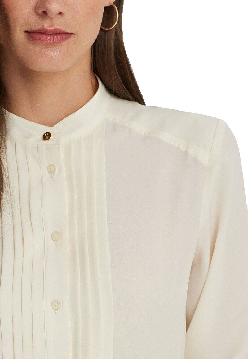 Ralph Lauren Women's Pleated Georgette Blouse White Size X-Large