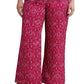 Ralph Lauren Women's Geo Print Satin Shantung Wide Leg Pants Pink