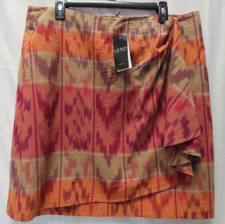 Ralph Lauren Women's Geo Motif Cotton Linen Wrap Skirt Red