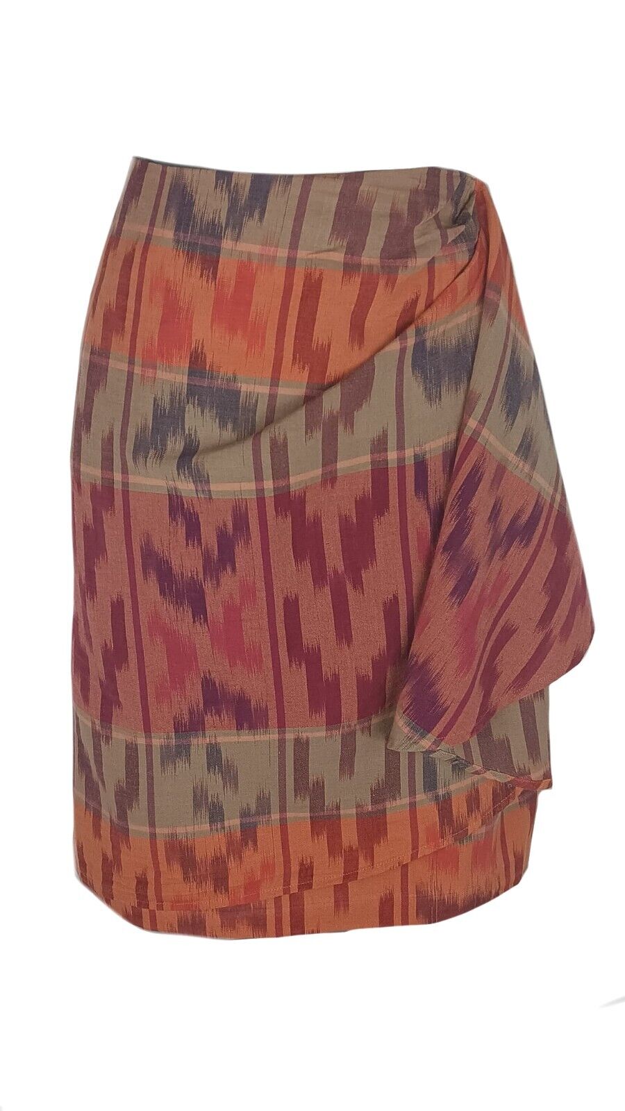 Ralph Lauren Women's Geo Motif Cotton Linen Wrap Skirt Red