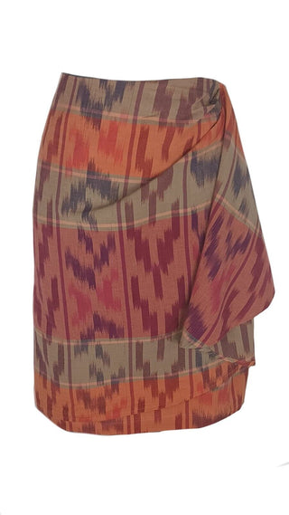 Ralph Lauren Women's Geo Motif Cotton Linen Wrap Skirt Red