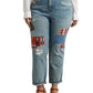 Ralph Lauren Women's Patchwork Relaxed Tapered Jeans Blue Size 22W