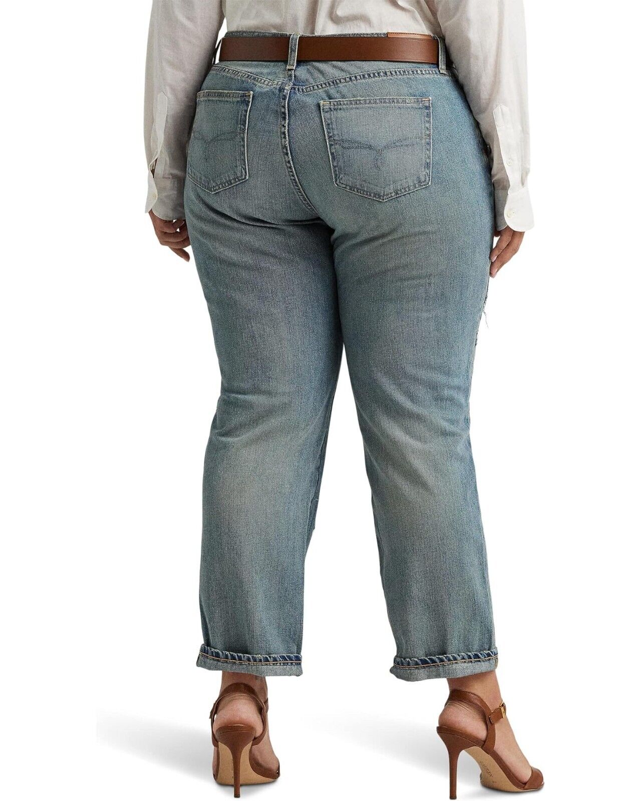 Ralph Lauren Women's Patchwork Relaxed Tapered Jeans Blue Size 22W