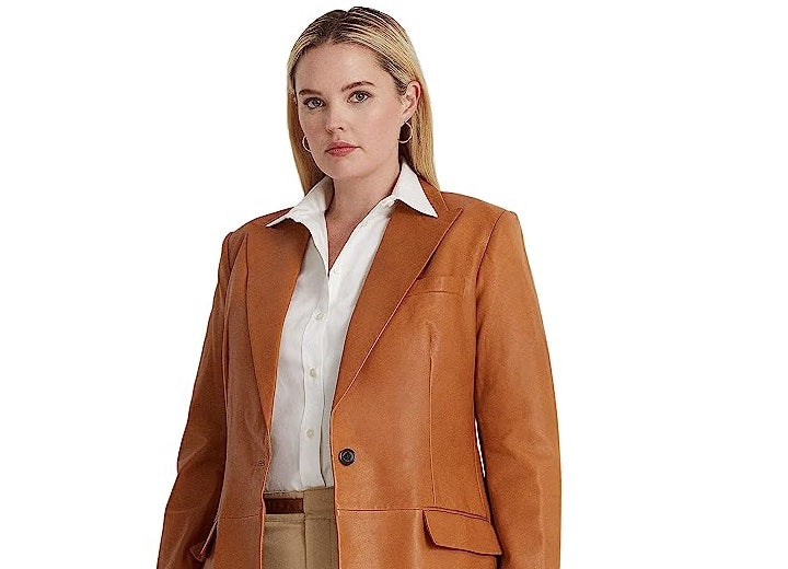 Ralph Lauren Women's Double Breasted Twill Blazer Brown