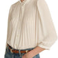 Ralph Lauren Women's Pleated Georgette Blouse Beige Size 2X