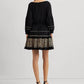 LAUREN Ralph Lauren Embroidered Cotton Voile Dress Black/Tan