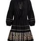 LAUREN Ralph Lauren Embroidered Cotton Voile Dress Black/Tan