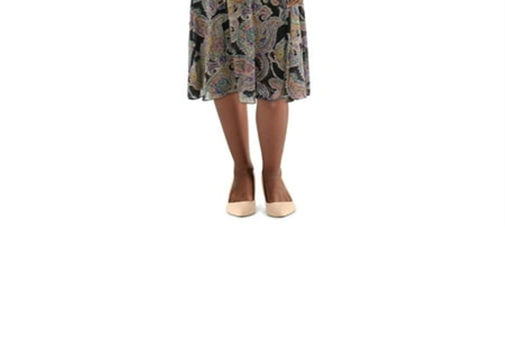 Lauren Ralph Lauren Womens Ruffled V Neck Midi Dress Black